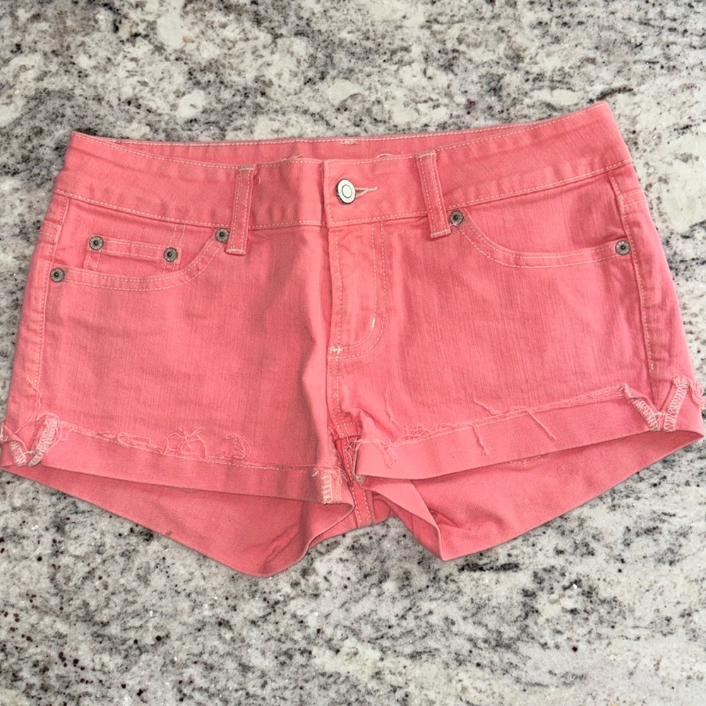 American Eagle Micro Mini 2” Coral Aztec Denim Jean Shorts Size 4